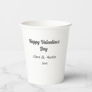 Gobelets En Papier Joyeuse Saint-Valentin nom date simple minimaliste