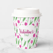 Gobelets En Papier Joyeuse Saint-Valentin Tulipes roses (Verso)