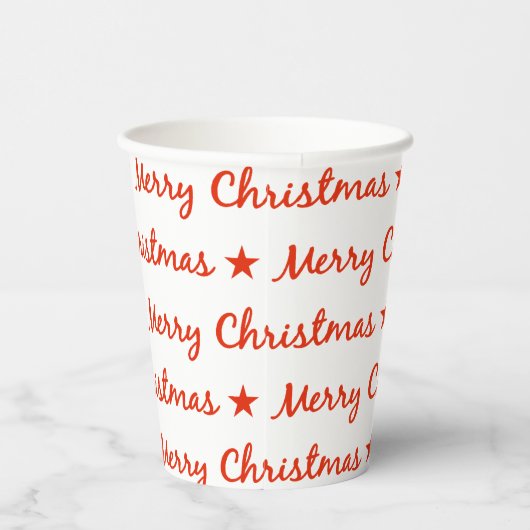 Gobelets En Papier Joyeuse typographie de Noël Motif blanc rouge (Droite)