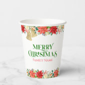 Gobelets En Papier Joyeuse typographie de Noël & poinsettia (Verso)