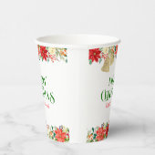 Gobelets En Papier Joyeuse typographie de Noël & poinsettia (Droite)