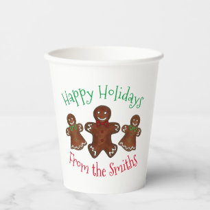 Gobelets En Papier Joyeuses fêtes Gingerbread Homme Noël Cookies
