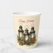 Gobelets En Papier Joyeuses fêtes Lanternes d'hiver (Verso)