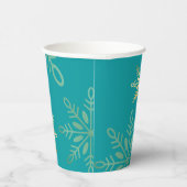 Gobelets En Papier Joyeuses fêtes Noël or flocons verts (Droite)