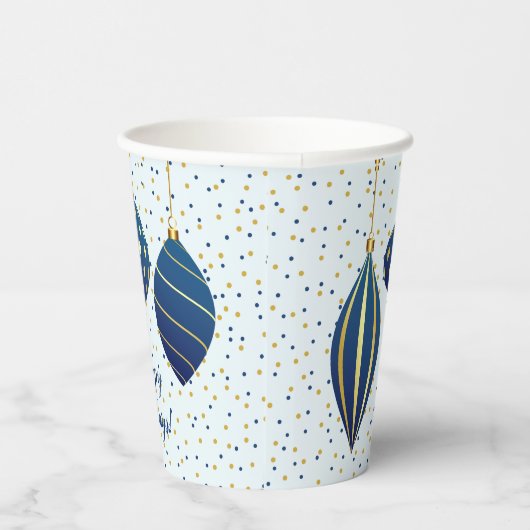 Gobelets En Papier Joyeuses fêtes Noël Ornements Bleu (Droite)