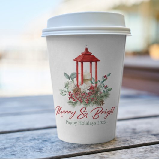 Gobelets En Papier Joyeuses Fleurs Vibe de Noël et Bouquet de lantern