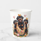 Gobelets En Papier Joyeuses Pâques Chiens Rottweiler (Verso)