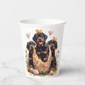 Gobelets En Papier Joyeuses Pâques Chiens Rottweiler (Recto)
