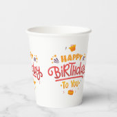 Gobelets En Papier Joyeuses tasses à thème d'anniversaire (Verso)