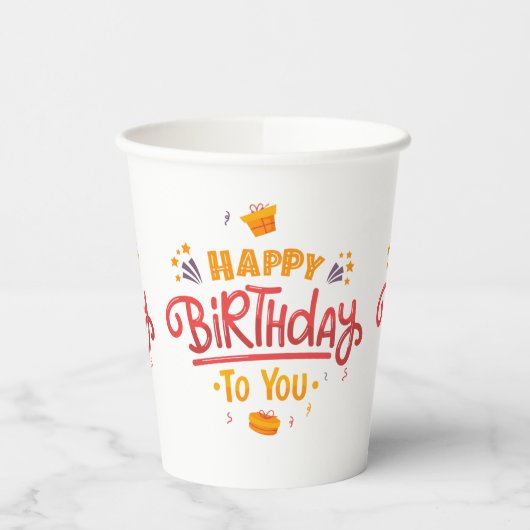 Gobelets En Papier Joyeuses tasses à thème d'anniversaire (Gauche)
