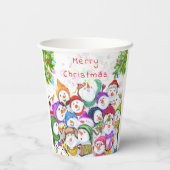 Gobelets En Papier Joyeuses tasses de papier de Noël Snowmans (Verso)