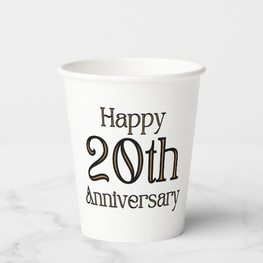 Gobelets En Papier Joyeuses tasses de papier du 20e anniversaire (Verso)