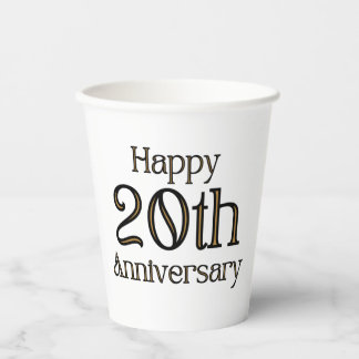 Gobelets En Papier Joyeuses tasses de papier du 20e anniversaire