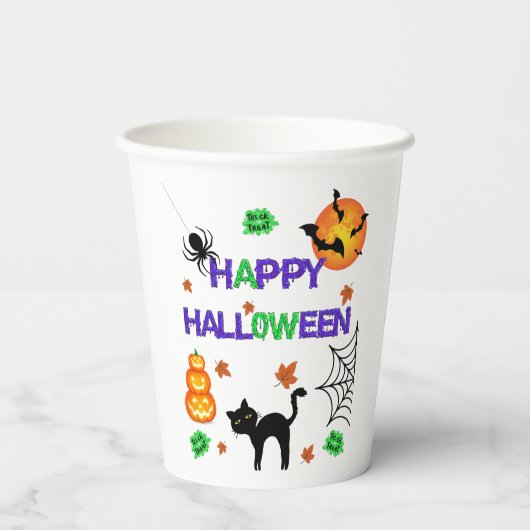 Gobelets En Papier Joyeuses tasses de papier Halloween (Verso)