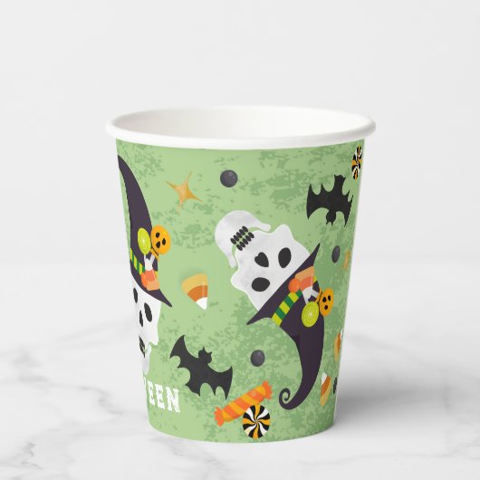 Gobelets En Papier Joyeuses tasses de papier Halloween Skull Party (Verso)