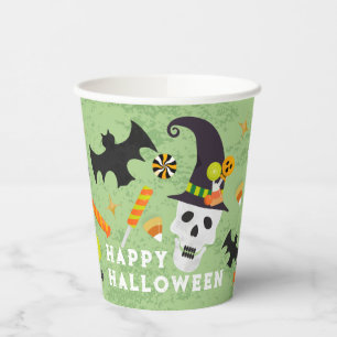 Gobelets En Papier Joyeuses tasses de papier Halloween Skull Party