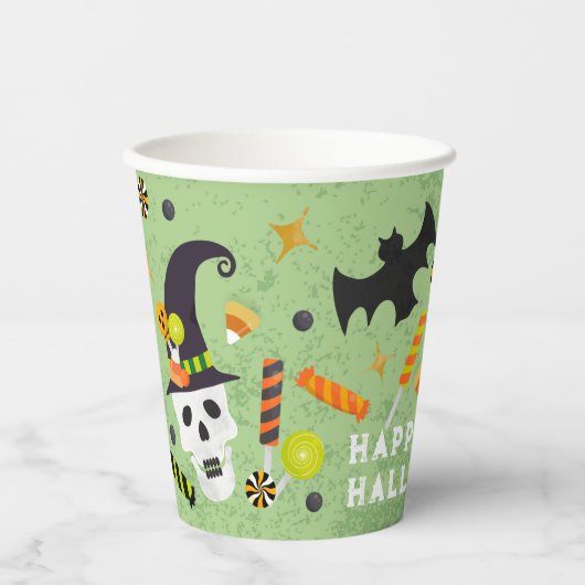Gobelets En Papier Joyeuses tasses de papier Halloween Skull Party (Recto)