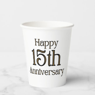 Gobelets En Papier Joyeuses tasses en papier du 15e anniversaire