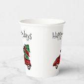 Gobelets En Papier Joyeuses vacances Antique Camion Rouge Noël (Droite)