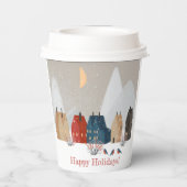 Gobelets En Papier Joyeuses Vacances Campagne Village Scène d'hiver (Verso)