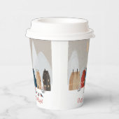 Gobelets En Papier Joyeuses Vacances Campagne Village Scène d'hiver (Droite)