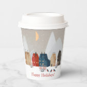 Gobelets En Papier Joyeuses Vacances Campagne Village Scène d'hiver (Recto)