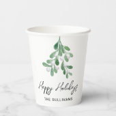 Gobelets En Papier Joyeuses vacances personnalisées Mistletoe (Verso)