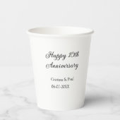 Gobelets En Papier Joyeux 10e anniversaire simple nom de mariage mini (Verso)