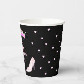 Gobelets En Papier Joyeux 16e anniversaire en noir et rose (Gauche)