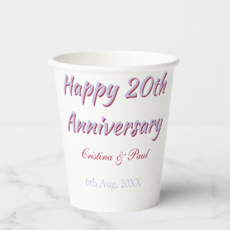 Gobelets En Papier Joyeux 20e anniversaire DE MARIAGE NOM MARON VIOLE