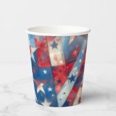 Gobelets En Papier Joyeux 4 juillet | Drapeau américain Abstrait patr (Verso)