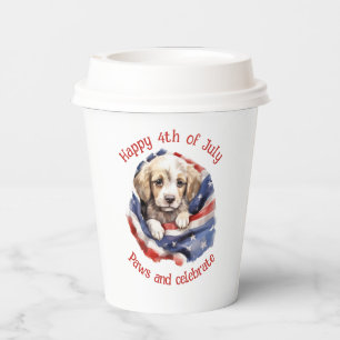 Gobelets En Papier Joyeux 4 juillet Drapeau américain chiot mignon