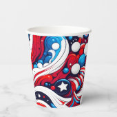 Gobelets En Papier Joyeux 4 juillet | Étoiles et rayures Abstraites (Verso)