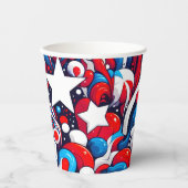 Gobelets En Papier Joyeux 4 juillet | Étoiles et rayures Abstraites (Recto)