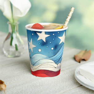 Gobelets En Papier Joyeux 4 juillet   Étoiles et rayures patriotiques