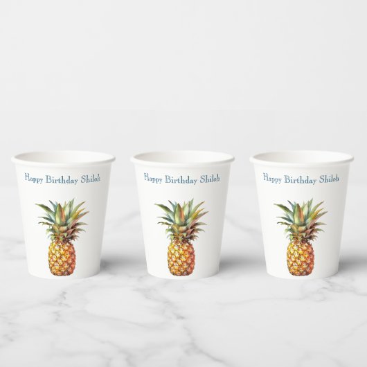 Gobelets En Papier Joyeux ananas tropical (Multi)