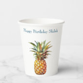 Gobelets En Papier Joyeux ananas tropical (Recto)