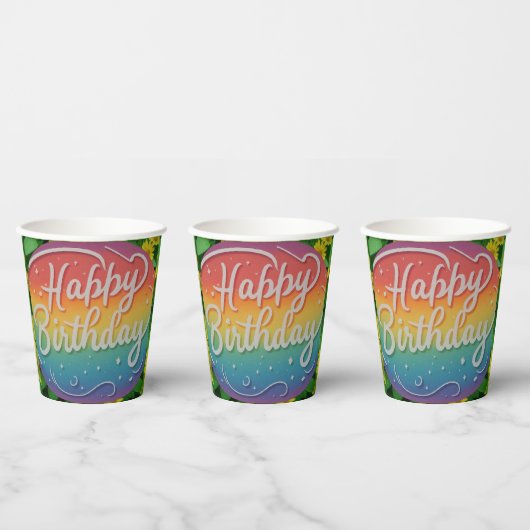 Gobelets En Papier Joyeux anniversaire (Multi)