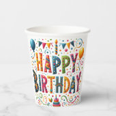 Gobelets En Papier Joyeux anniversaire (Recto)