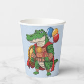 Gobelets En Papier Joyeux anniversaire Alligator Superhero fête d'ann (Verso)