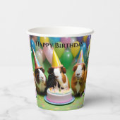 Gobelets En Papier Joyeux Anniversaire avec des cochons d'Inde de fêt (Verso)
