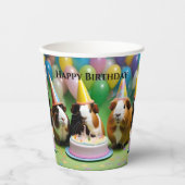 Gobelets En Papier Joyeux Anniversaire avec des cochons d'Inde de fêt (Recto)