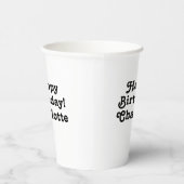 Gobelets En Papier Joyeux anniversaire blanc noir nom personnalisé te (Droite)