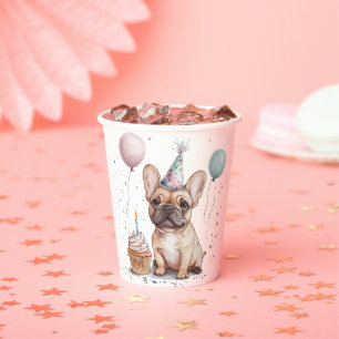 Gobelets En Papier Joyeux Anniversaire Bouledogue Français