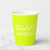 Gobelets En Papier Joyeux anniversaire chartreuse vert blanc moderne (Verso)