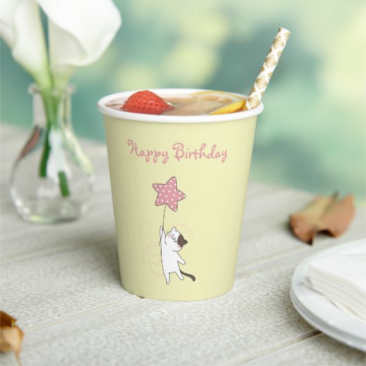 Gobelets En Papier Joyeux Anniversaire Chat Mignon (Insitu)