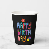 Gobelets En Papier Joyeux anniversaire coloré (Verso)