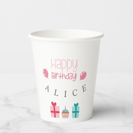 Gobelets En Papier Joyeux anniversaire customisé (Recto)