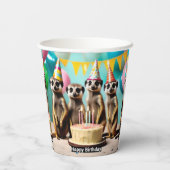 Gobelets En Papier Joyeux anniversaire de Meerkat, (Verso)