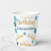 Gobelets En Papier Joyeux anniversaire Décembre anniversaires Coupe p (Verso)